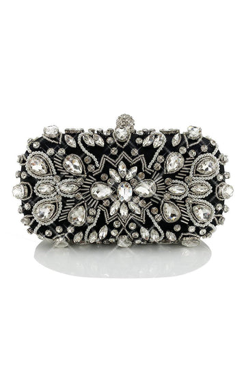 Rhinestone glitrende svart festclutchveske